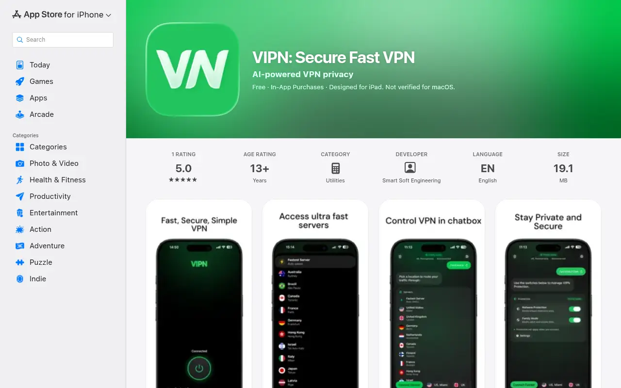 VIPN: Secure Fast VPN