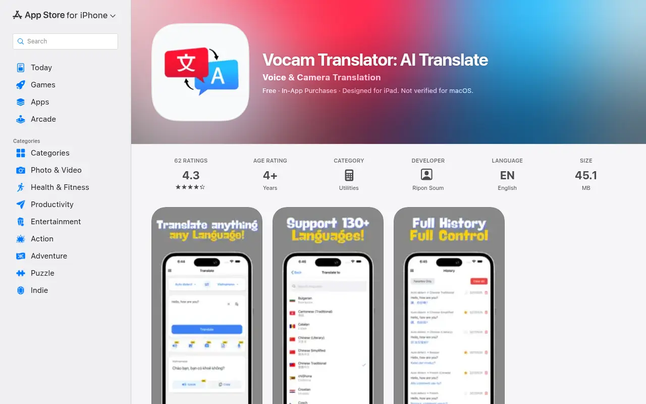 Vocam Translator
