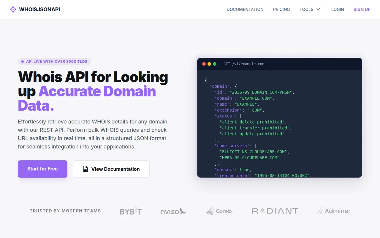 Whois JSON API