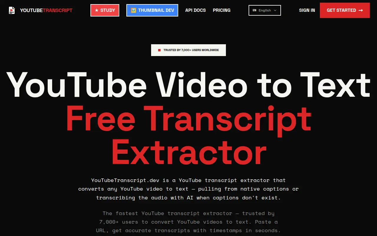 Youtube Transcript Dev | Extract & Download Video Transcripts